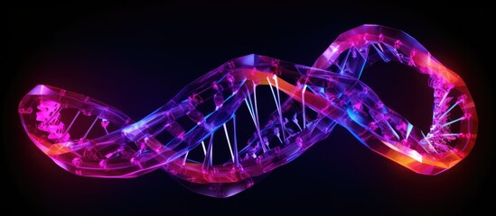 DNA. Abstract 3d polygonal DNA molecule helix spiral with dark Background.