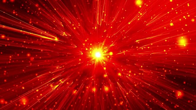 Red abstract technology background. Dynamic futuristic particle wave
