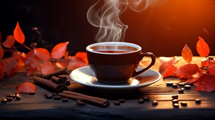 A vibrant and aromatic cup of freshly brewed coffee or tea