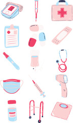 Finest Cute Medical Equipment Illustration Set