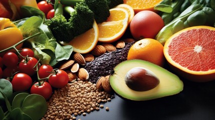 Close-up of a healthy meal consisting of fruits, vegetables, and whole grains, promoting a balanced diet to reduce stroke risk