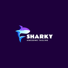 Vector Logo Illustration Shark Gradient Colorful Style.