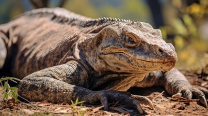 Fototapeta premium Lizard resting on the ground