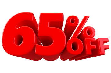 Discount 65 Percent off Sale - 3D Render Number Red
