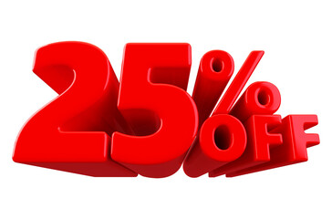 Discount 25 Percent off Sale - 3D Render Number Red