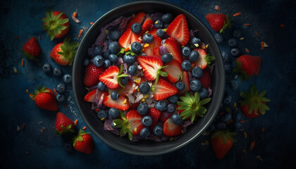 Fresh berry bowl a gourmet summer snack with healthy sweetness generated by AI