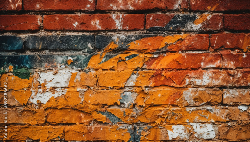 Poster abstract rusty brick wall backdrop with textured orange pattern design generated by ai