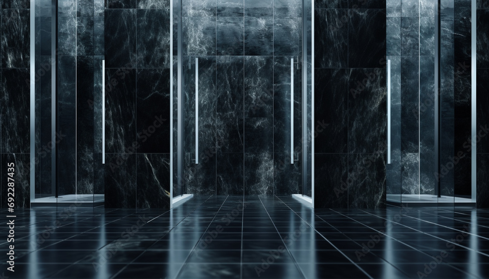 Poster abstract modern architecture design with futuristic geometric shapes indoors generated by ai