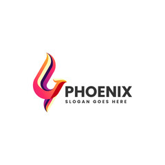 Vector Logo Illustration Phoenix Gradient Colorful Style
