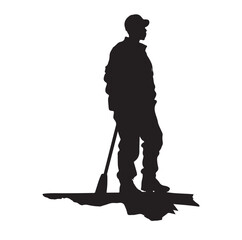 Fireman silhouette Vector On White Background.