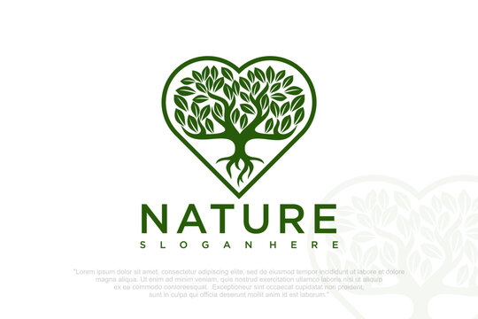 love tree logo . Abstract round plant nature symbol. Vector illustration .
