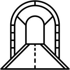 Tunnel Icon. Burrow Road Entrance Pictogram Graphic Illustration. Isolated Simple Line Icon For Infographic, App and Web Button.