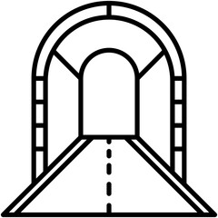 Tunnel Icon. Burrow Road Entrance Pictogram Graphic Illustration. Isolated Simple Line Icon For Infographic, App and Web Button.