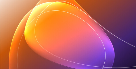 Colorful transparent flowing fluid shapes with glow effect geometric background. Wavy lines round forms. Vector illustration For Wallpaper, Banner, Background, Card, Book Illustration, landing page