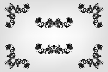 Classical Baroque Filigree Decoration Ornament Vintage Floral Border Style Antique Art Retro