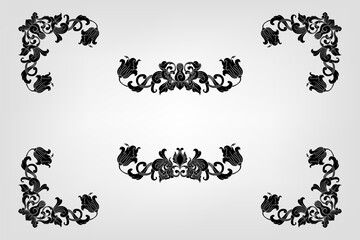 Classical Baroque Filigree Decoration Ornament Vintage Floral Border Style Antique Art Retro