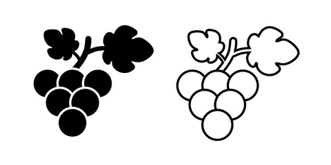 grape black and white outline icon icon illustration