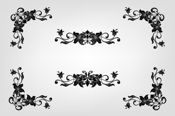 Classical Baroque Filigree Decoration Ornament Vintage Floral Border Style Antique Art Retro
