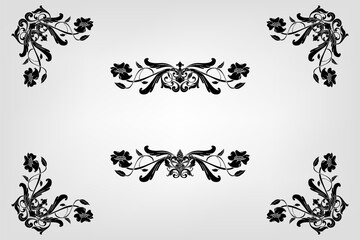 Classical Baroque Filigree Decoration Ornament Vintage Floral Border Style Antique Art Retro