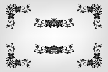 Classical Baroque Filigree Decoration Ornament Vintage Floral Border Style Antique Art Retro