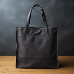 Fashionable black leather purse with shiny buckle generated by AI