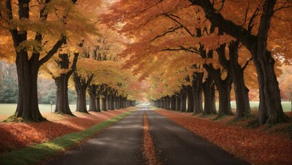 Autumn Passage: A Mesmerizing Maple Tree Avenue