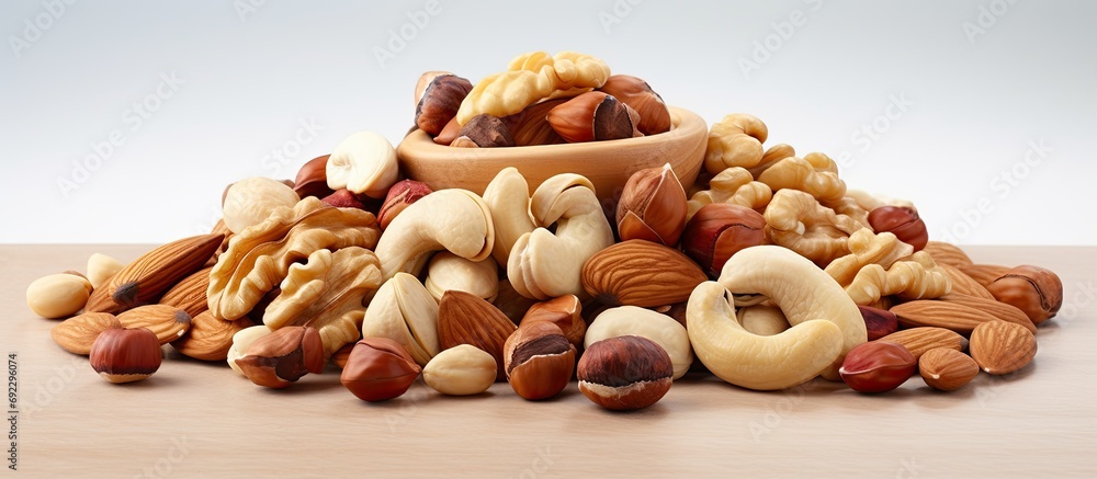 Poster assorted nuts on a table