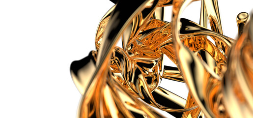 Textured Opulence: Abstract 3D Gold Cloth Illustration for Exquisite Artistry