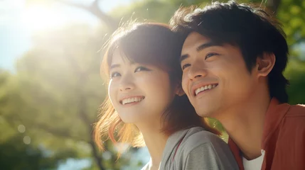 Foto op Plexiglas 笑顔で寄り添う若いカップル © Hanasaki