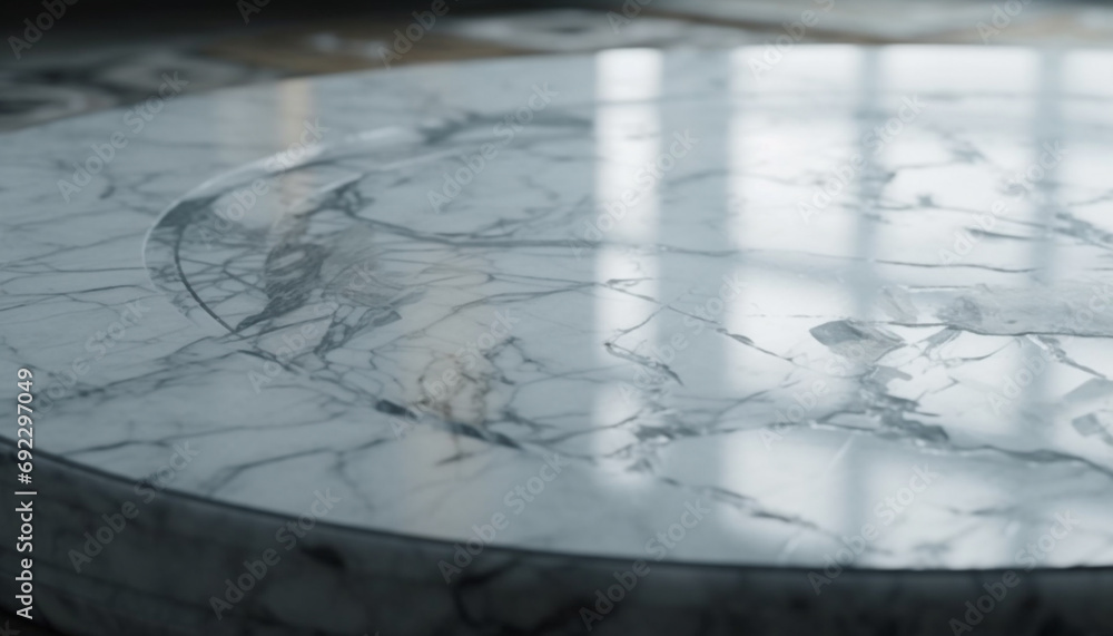 Poster transparent blue liquid reflection on smooth flooring in modern architecture generated by ai