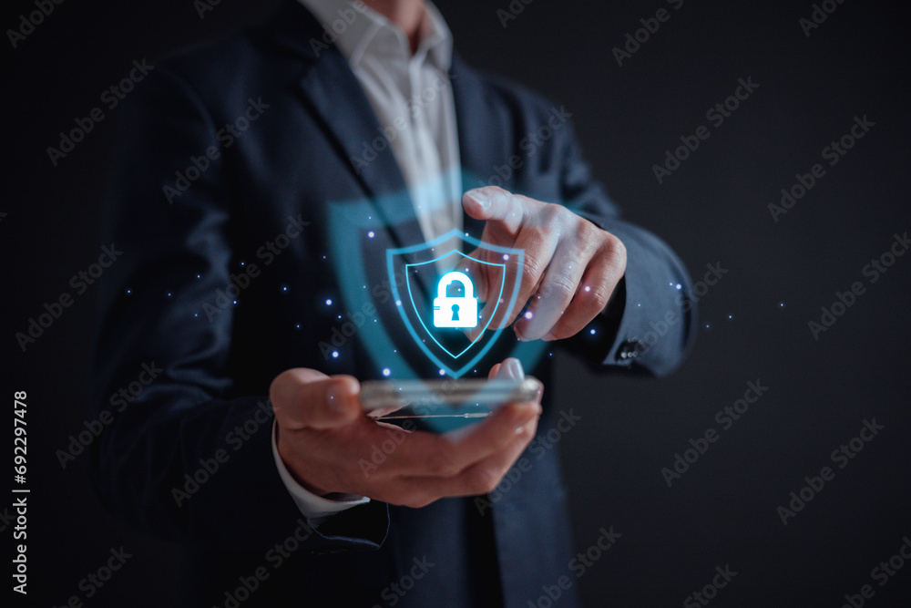 Poster cybersecurity concept,user privacy security and encryption, future technology web services for busin
