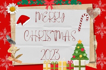 Fototapeta na wymiar Merry Christmas and Happy New Year 2024