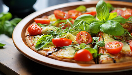 Freshness and healthy eating on a gourmet plate generated by AI