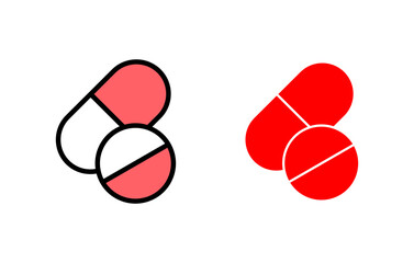 Pills icon set illustration. capsule icon. Drug sign and symbol