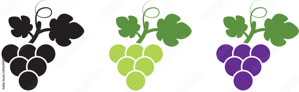 Poster grape icon. grape icon set. grape icon food fruits. different wine grapes. bunch of grapes in simple