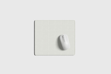 top view Mouse pad with mouse mockup for branding and design presentation, Blank white