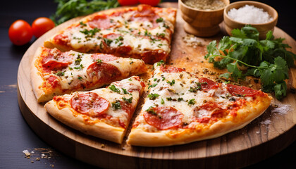 Freshness and gourmet in a homemade pizza generated by AI