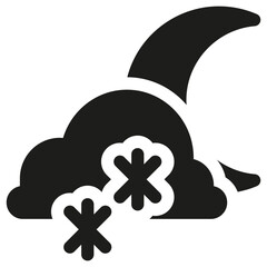 Weather Night Snow Bold Icon