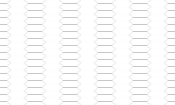 Grey outline elongated hexagon seamless pattern. Vector Repeating Texture.