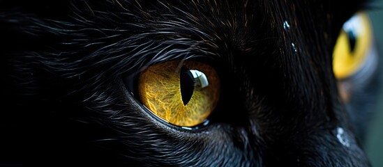Black cat with an injured eye.