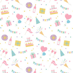 かわいいパーティーグッズのイラストのパターン　誕生日・記念日・イベント