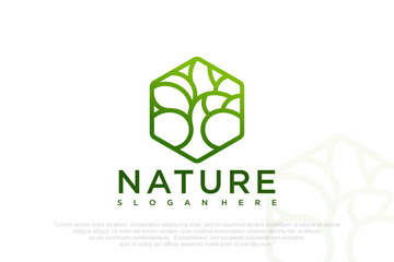 Floral nature logo . Abstract tree icon design . Vector illustration