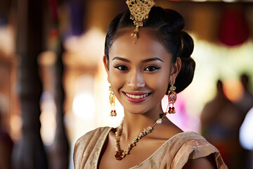 A beautiful young woman in Burmese national costume