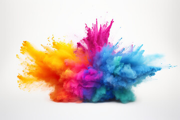 Vivid colored powder explosion against a dark background. The vibrant burst is AI Generative.