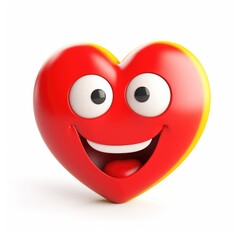 Cartoon style red heart emoji isolated white background