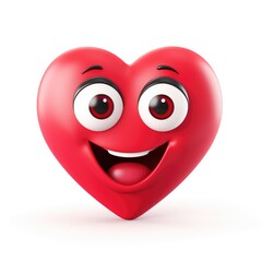 Cartoon style red heart emoji isolated white background