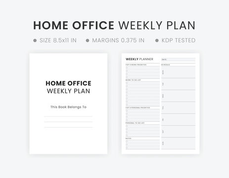 Work From Home Office Weekly Planner Printable kdp