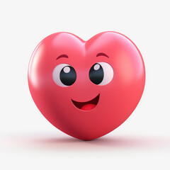 Red heart with smiley face on white background
