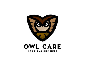 flying shield owl logo icon symbol design template illustration inspiration