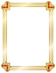 Art Deco gold frame, decorative frame , ornament frame , gold frame , line geometric frame , wedding label card png transparent background isolated on white background illustration ready to use